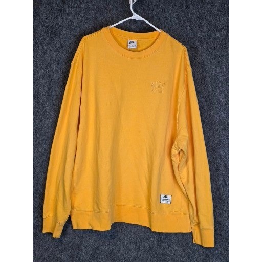 Nike Athletic Dept Sweatshirt Mens Xxl Yellow Crewneck Long Sleeve Casual Sporty